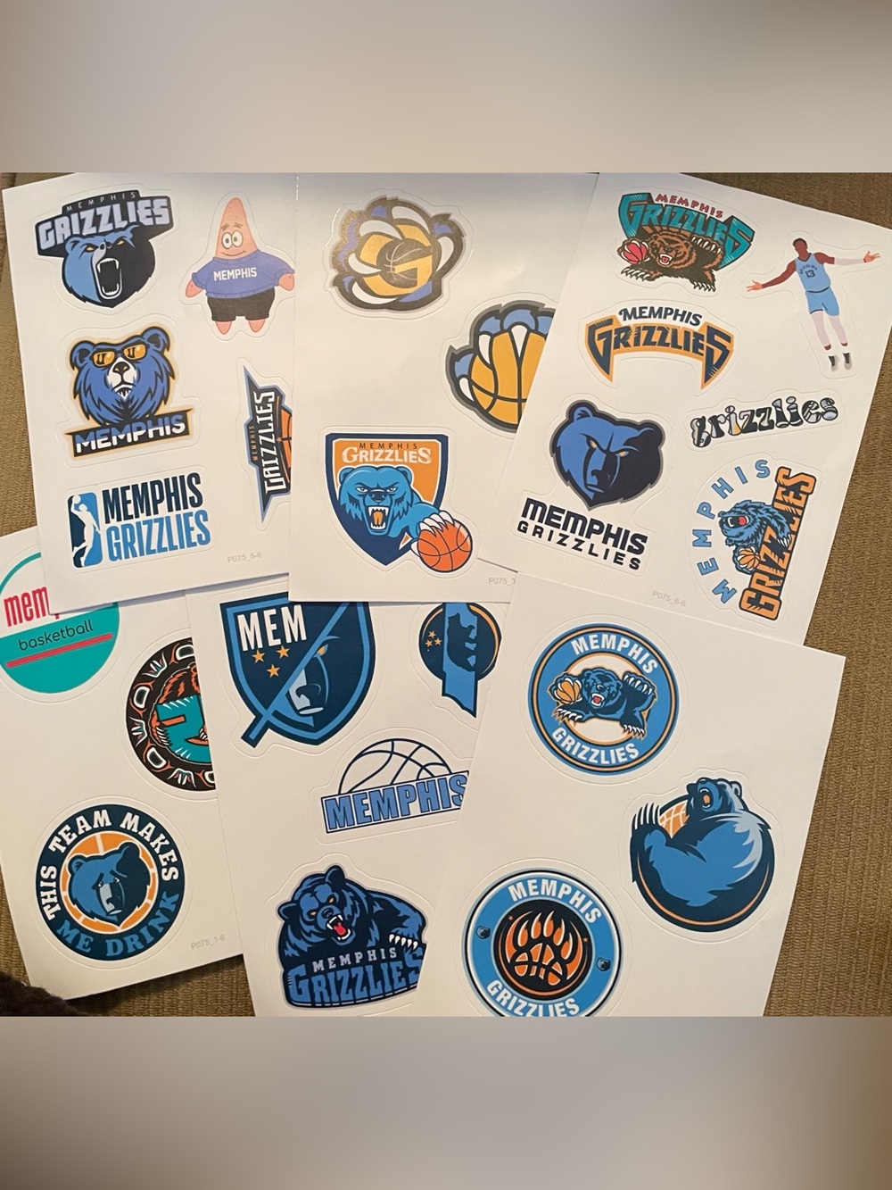 Memphis Grizzled Official Team Logo Decals Stickers Over 200ct